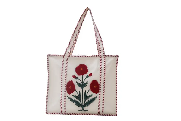 Maroon_Cotton_Hand_Block_Printed_Flowers_Tote_Bag