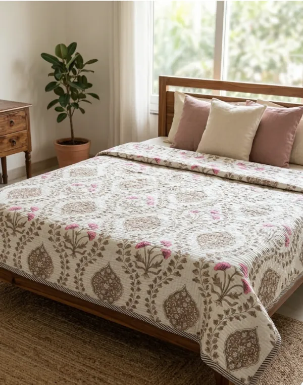 Hand_Block_Printed_Cotton_Comforter_|_Reversible_Dual_Print_Quilt_|_Soft_Lightweight_Bedding_for_All_Seasons_|_Blue_&_Red_Floral_Design_|_Handmade_Indian_Bedding
