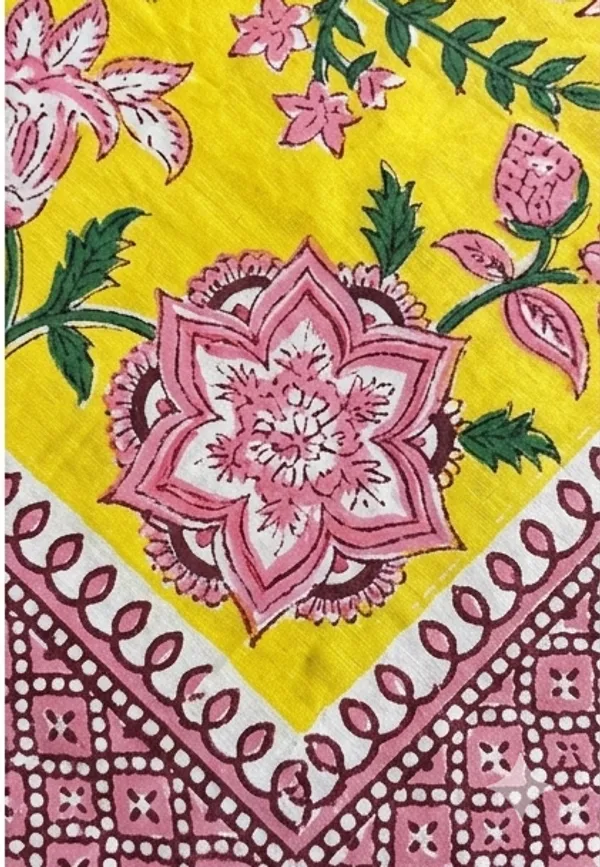 Yellow_Cotton_Hand_Block_Printed_Flower_Dohar_Quilts_300TC_(Queen_Size_and_Single)