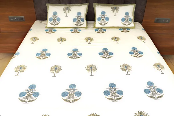 Multicolor_Cotton_Hand_Block_Printed_Flowers_Bedsheet_300TC_(108_X_108_inch)_(King_Size)