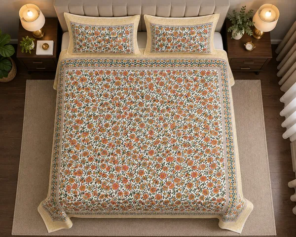 210_TC_Cotton_Hand_Block_Printed_Flowers_Bedsheet__(90_X_108_inch)_(Queen_Size)