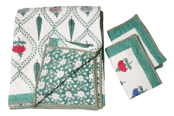 Green_Cotton_Hand_Block_Printed_Leaves_&_Roses_Comforter_(Queen_Size)