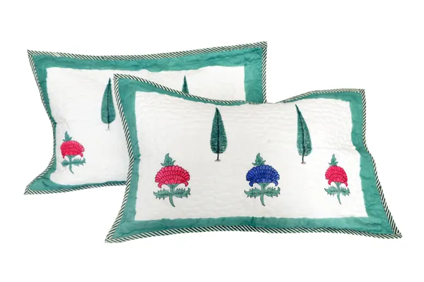 Green_Cotton_Hand_Block_Printed_Leaves_&_Roses_Comforter_(Queen_Size)