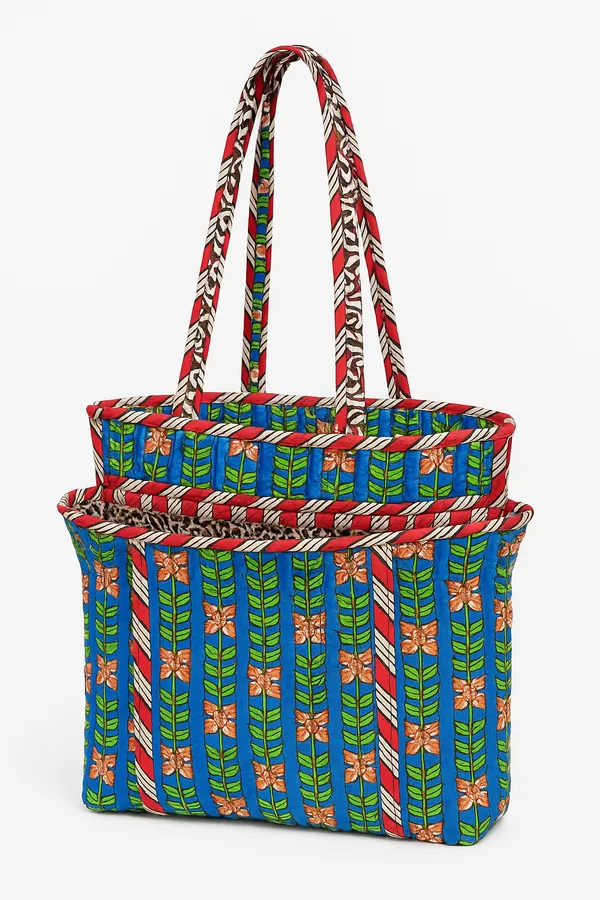 Blue_Cotton_Hand_Block_Printed_Floral_Tote_Bag
