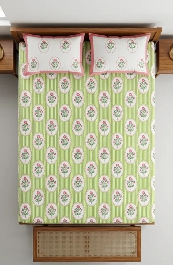 Multicolor_Green_Cotton_Premium_&_Elegant_Hand_Block_Printed_Floral_Bedsheet_For_Adults_((_90_X_108_)_Inch)