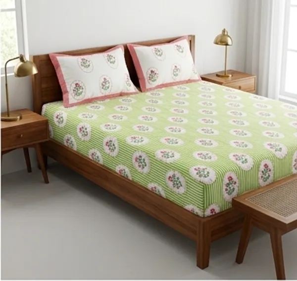 Multicolor_Green_Cotton_Premium_&_Elegant_Hand_Block_Printed_Floral_Bedsheet_For_Adults_((_90_X_108_)_Inch)