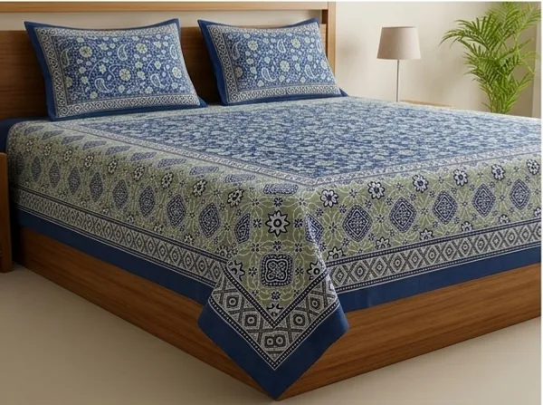 Multicolor_Cotton_Hand_Block_Printed_Flower_&_Leaves_Bedsheet_300TC_(_90_X_108_)_Inch_(Queen_Size))