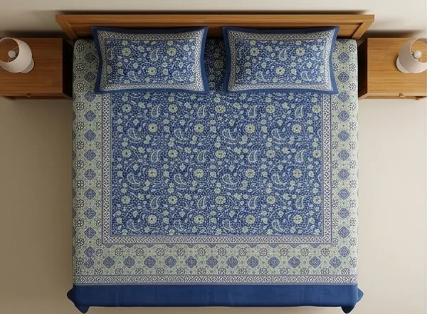 Multicolor_Cotton_Hand_Block_Printed_Flower_&_Leaves_Bedsheet_300TC_(_90_X_108_)_Inch_(Queen_Size))