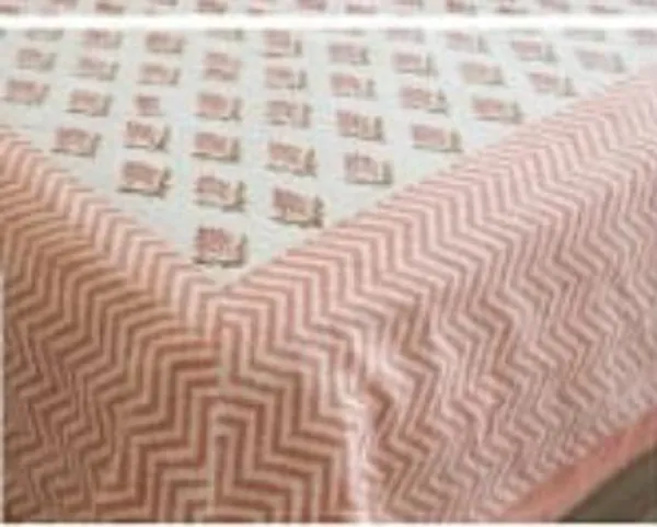Peach_&_White_Cotton_Hand_Block_Printed_Floral_Bedsheet_210TC_(Queen_Size)