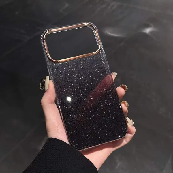 Clothemyphone_Gradient_Glitter_Phone_Case_Compatible_with_iPhone_|_Dual-Tone_Protective_Cover_with_Golden_Camera_Ring_(Black,_16_pro)