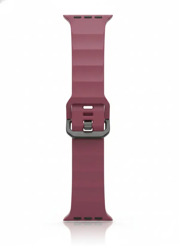 Clothemyphone_Silicone_Wave_Band_Compatible_with_Apple_Watch,_Claret_red,_42mm_44mm_45mm_49mm,_Stainless_Steel_Buckle,_Durable_and_Comfortable