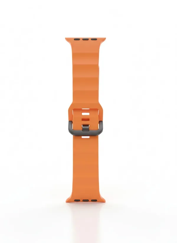 Silicone_Wave_Band_Compatible_with_Apple_Watch,_Orange,_42mm_44mm_45mm_49mm,_Stainless_Steel_Buckle,_Durable_and_Comfortable
