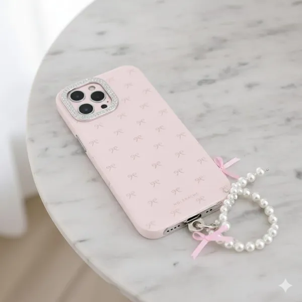 Clothemyphone_Lovely_Phone_Case_|_Pink_Bow_Pattern_with_Glitter_Camera_Bezel_|_Pearl_Chain_Strap_(iPhone_17_Pro_Max)