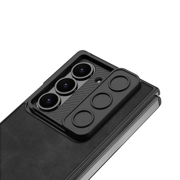 Brown_Leather_Texture_Phone_Case_Compatible_With_Samsung_Z_Fold_6_Tan_Foldable_Shockproof_Case_Faux_Leather_Slim_Back_Cover_With_Camera_Cover_&_Hinge_Guard