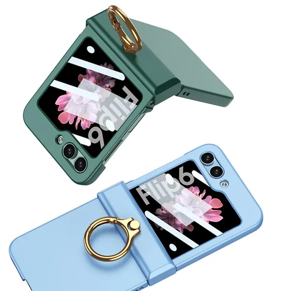 Titanium_Ultra_Thin_Pc_Case_For_Samsung_Galaxy_Flip_6_Titanium_Hinge_Box_Design_With_Ring_Holder_Scratch_Resistant_Protective_Cover_With_Front_Shielding