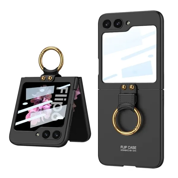 Black_Pc_Ring_Back_Case_Cover_Ultra_Thin_Shockproof_Cover_Samsung_Galaxy_Flip_6_Compatible_Slim_Hard_Body_With_Full_Back_Protection_And_Stylish_Finish