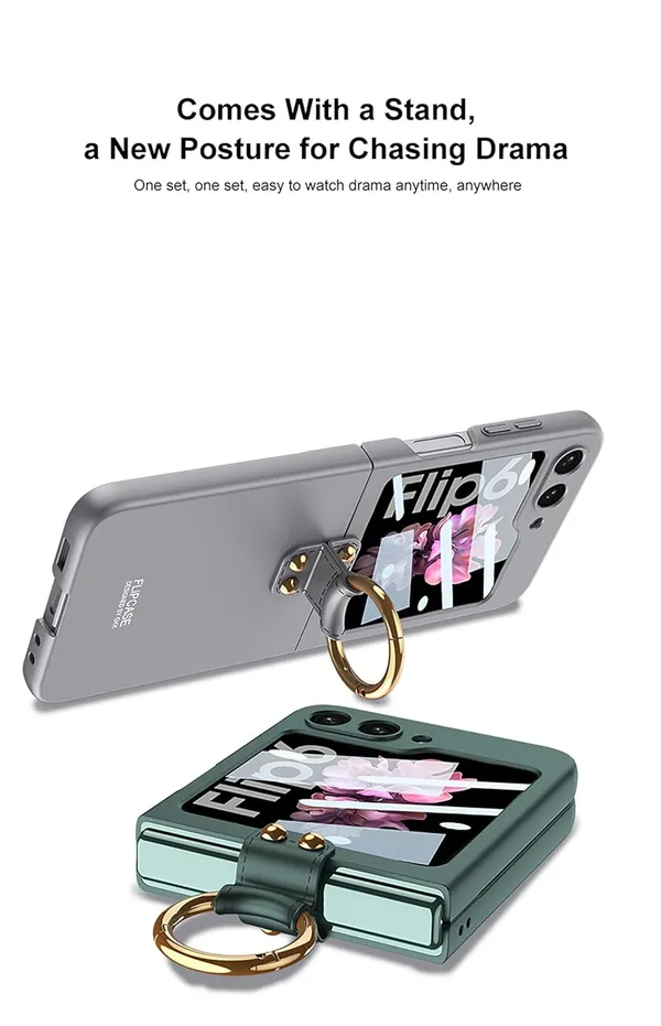 Black_Pc_Ring_Back_Case_Cover_Ultra_Thin_Shockproof_Cover_Samsung_Galaxy_Flip_6_Compatible_Slim_Hard_Body_With_Full_Back_Protection_And_Stylish_Finish