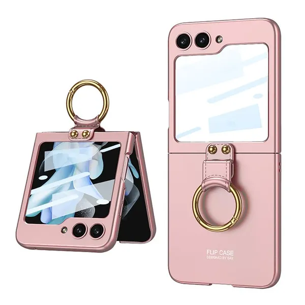 Pink_Ultra_Thin_Pc_Ring_Back_Cover_Protective_Phone_Case_For_Samsung_Galaxy_Flip_6_Slim_Shockproof_Design_With_Durable_Grip_And_Stylish_Scratch_Resistance
