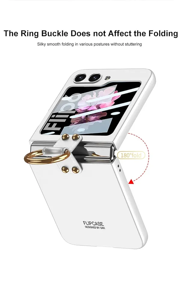 Pink_Ultra_Thin_Pc_Ring_Back_Cover_Protective_Phone_Case_For_Samsung_Galaxy_Flip_6_Slim_Shockproof_Design_With_Durable_Grip_And_Stylish_Scratch_Resistance