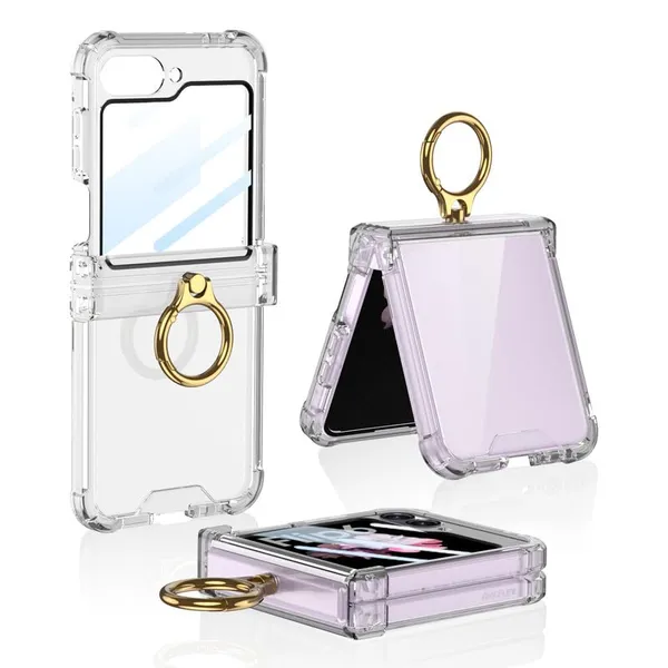 Transparent_Air_Ba_With_Glass_For_Flip_6_Transparent_Protective_Phone_Case_Slim_&_Durable_Design_Shockproof_&_Scratch_Resistant_Cover_Samsung_Galaxy_Flip_6_Compatible