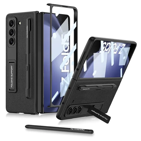 Black_Leather_Protective_Phone_Case_Slim_Shockproof_Cover_With_Elegant_Finish_Scratch_Resistant_Grip_For_Samsung_Galaxy_Fold_5_Faux_Leather_Design