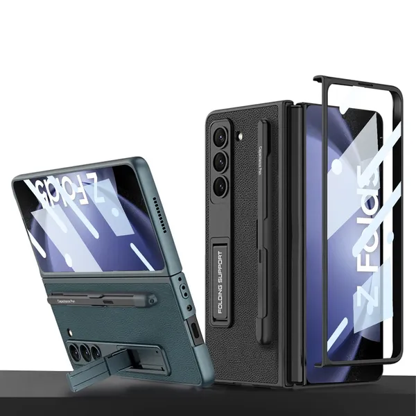 Black_Leather_Protective_Phone_Case_Slim_Shockproof_Cover_With_Elegant_Finish_Scratch_Resistant_Grip_For_Samsung_Galaxy_Fold_5_Faux_Leather_Design