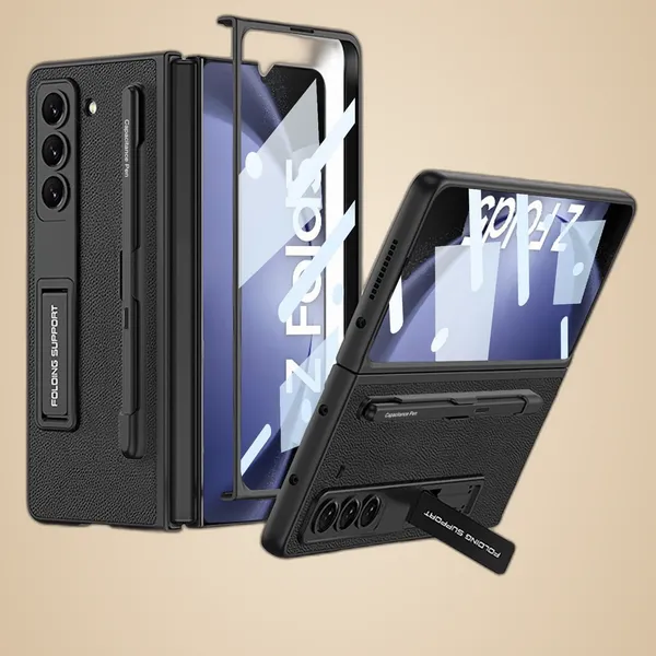 Black_Leather_Protective_Phone_Case_Slim_Shockproof_Cover_With_Elegant_Finish_Scratch_Resistant_Grip_For_Samsung_Galaxy_Fold_5_Faux_Leather_Design
