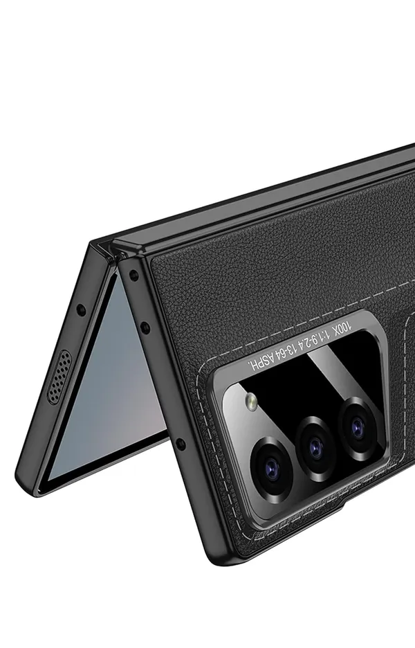 Black_Ultra_Thin_Blade_Pu_Leather_With_Glass_Case_Cover_Samsung_Fold_6_Compatible_Protective_Slim_Or_Durable_Design_Shockproof_And_Scratch_Resistant_Cover