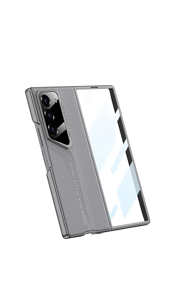 Titanium_Ultra_Thin_Blade_Pu_Leather_With_Glass_Case_Cover_Samsung_Fold_6_Compatible_Protective_Slim_Or_Durable_Design_Shockproof_And_Scratch_Resistant_Cover_Titanium