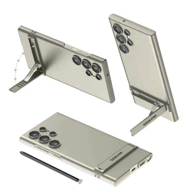 Titanium_Slim_Back_Case/Cover_With_Kick_Stand_For_Samsung_Galaxy_S24_Ultra_5G_Titanium_Polycarbonate_Protective_Phone_Case_Slim_&_Durable_Design_Shockproof_&_Scratch_Resistant_Cover
