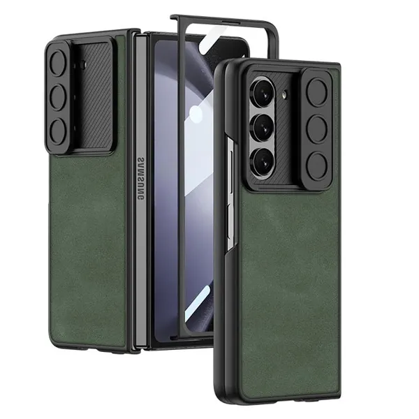 Gray_Green_Matte_Slide_Glass_Slide_Case_For_Samsung_Galaxy_Fold_5_Protective_Slim_Case_Shockproof_&_Scratch_Resistant_Design_Durable_&_Stylish_Case
