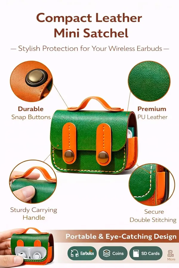 Clothemyphone_Handcrafted_Mini_Leather_Briefcase_Design_Compatiblw_with_Airpods_Pro_2_Case_|_Vintage_Tan_Green_with_Orange_Accents
