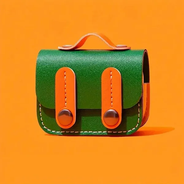Clothemyphone_Handcrafted_Mini_Leather_Briefcase_Design_Compatiblw_with_Airpods_Pro_2_Case_|_Vintage_Tan_Green_with_Orange_Accents