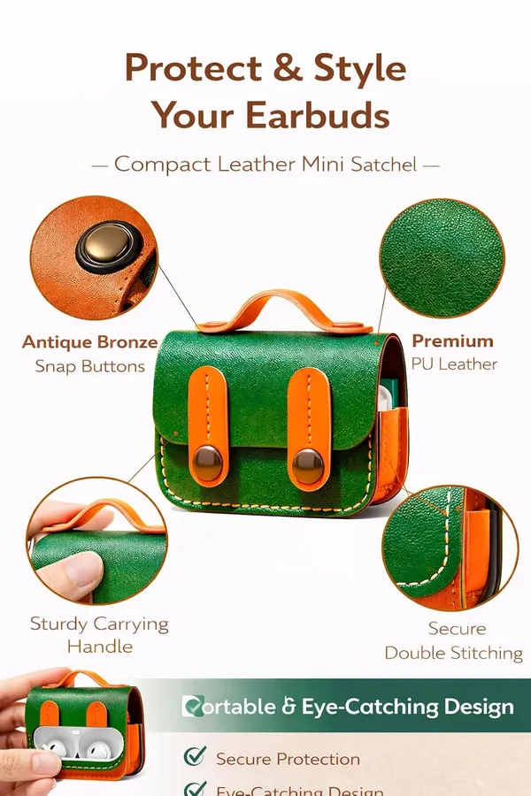 Clothemyphone_Handcrafted_Mini_Leather_Briefcase_Design_Compatiblw_with_Airpods_Pro_2_Case_|_Vintage_Tan_Green_with_Orange_Accents