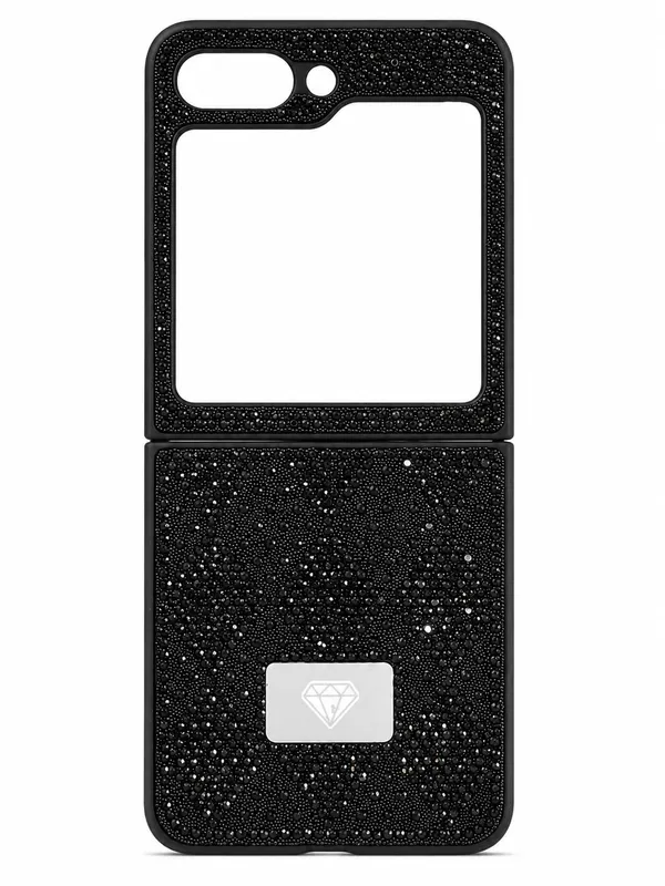 Glittery_Case_Compatible_with_Samsung_Galaxy_Z_Flip_5,_Black,_Sparkling_Crystal_Embellished_Cover