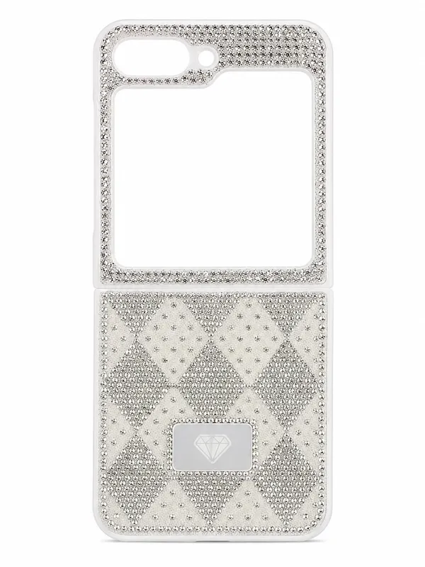 Glittery_Rhinestone_Phone_Case_Compatible_with_Samsung_Galaxy_Z_Flip_6,_Cream_White_Diamond_Pattern