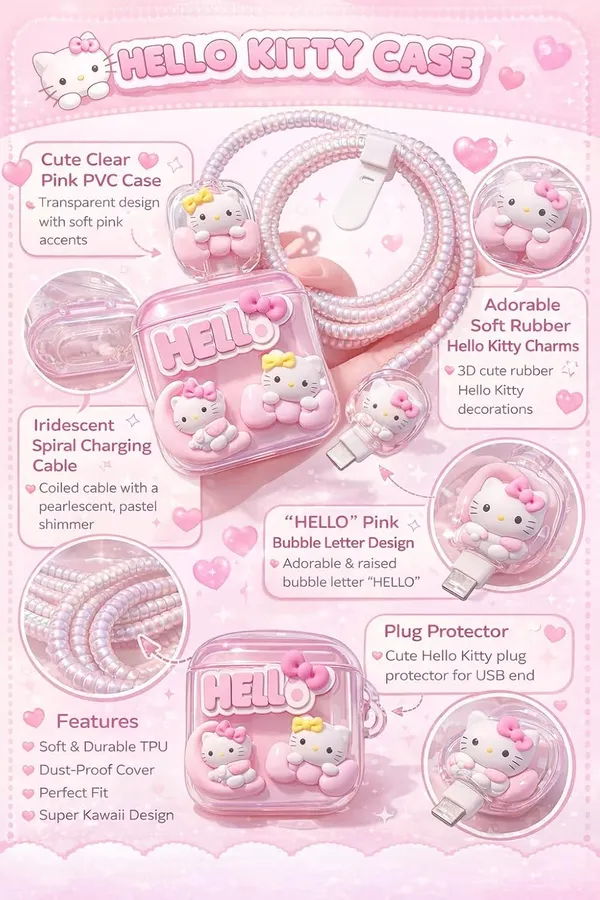 Clothemyphone_Charger_Case_Cover_with_Full_Cable_Protector_3D_Cute_Pattern_Compatible_for_iPhone_Charger_Only_18W_&_20W_(Pink_Bowl)