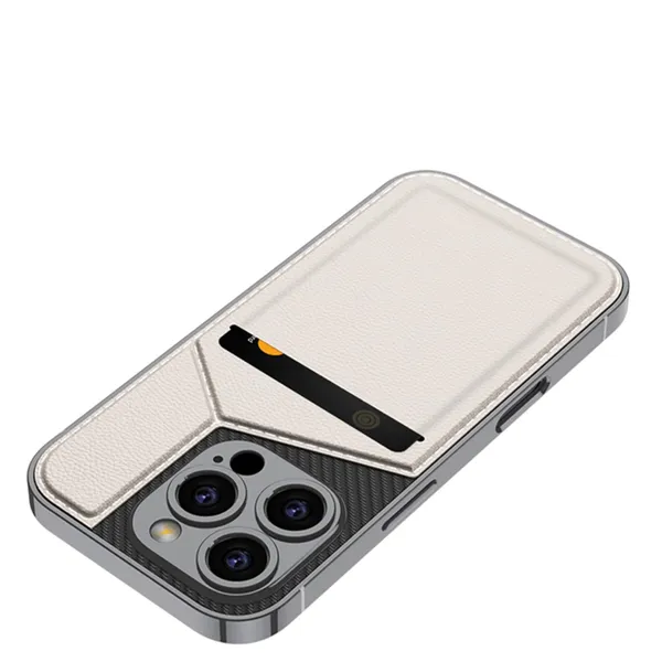 Titanium_Leather_Card_Slot_Holder_Case/Cover_For_Iphone_Titanium/Polycarbonate_Protective_Phone_Case_Slim_&_Durable_Design_Shockproof_&_Scratch_Resistant_Cover