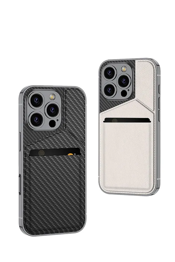 Titanium_Leather_Card_Slot_Holder_Case/Cover_For_Iphone_Titanium/Polycarbonate_Protective_Phone_Case_Slim_&_Durable_Design_Shockproof_&_Scratch_Resistant_Cover