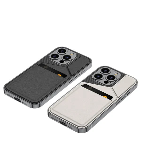 Titanium_Leather_Card_Slot_Holder_Case/Cover_For_Iphone_Titanium/Polycarbonate_Protective_Phone_Case_Slim_&_Durable_Design_Shockproof_&_Scratch_Resistant_Cover