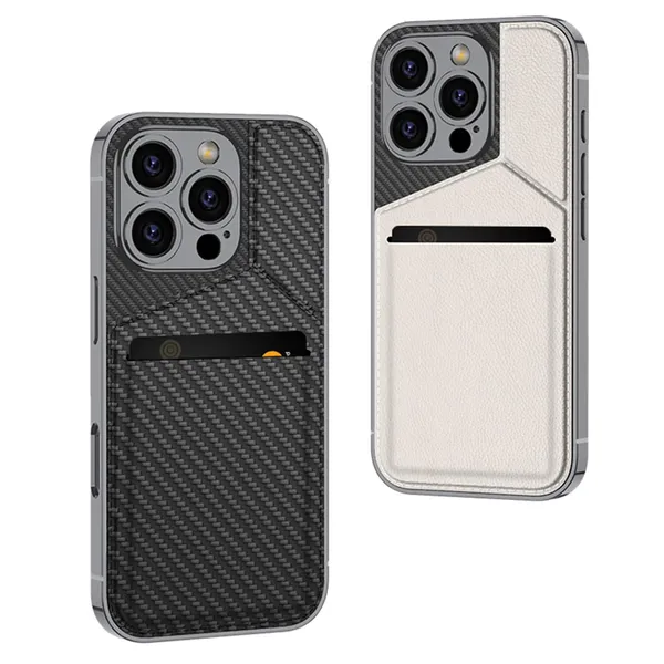 Titanium_Leather_Card_Slot_Holder_Case/Cover_For_Iphone_Titanium/Polycarbonate_Protective_Phone_Case_Slim_&_Durable_Design_Shockproof_&_Scratch_Resistant_Cover