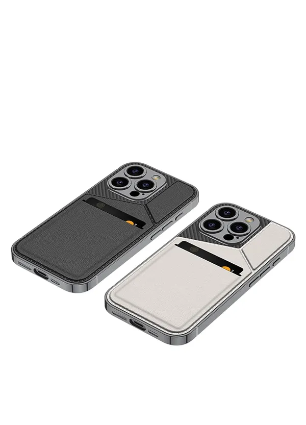 Titanium_Leather_Card_Slot_Holder_Case/Cover_For_Iphone_Titanium/Polycarbonate_Protective_Phone_Case_Slim_&_Durable_Design_Shockproof_&_Scratch_Resistant_Cover