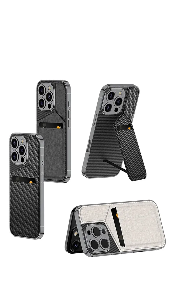 Titanium_Leather_Card_Slot_Holder_Case/Cover_For_Iphone_Titanium/Polycarbonate_Protective_Phone_Case_Slim_&_Durable_Design_Shockproof_&_Scratch_Resistant_Cover