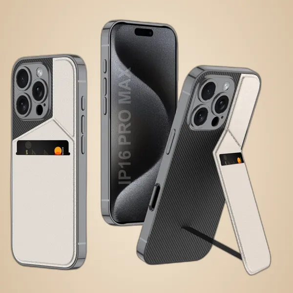 Titanium_Leather_Card_Slot_Holder_Case/Cover_For_Iphone_Titanium/Polycarbonate_Protective_Phone_Case_Slim_&_Durable_Design_Shockproof_&_Scratch_Resistant_Cover