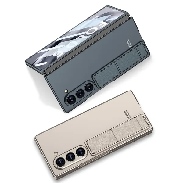 Titanium_Samsung_Fold_6_Phone_Case_Adjustable_Kickstand_With_Integrated_Glass_Slim_Dual_Layer_Shockproof_Design_Scratch_Resistant_Polycarbonate_Shell_Stylish_Titanium_Back_Cover