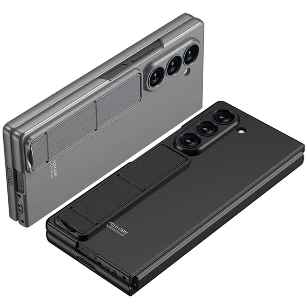 Black_Samsung_Fold_6_Phone_Case_Adjustable_Kickstand_With_Integrated_Glass_Slim_Dual_Layer_Shockproof_Design_Scratch_Resistant_Polycarbonate_Shell_Stylish_Back_Cover