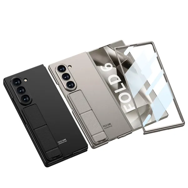 Black_Samsung_Fold_6_Phone_Case_Adjustable_Kickstand_With_Integrated_Glass_Slim_Dual_Layer_Shockproof_Design_Scratch_Resistant_Polycarbonate_Shell_Stylish_Back_Cover