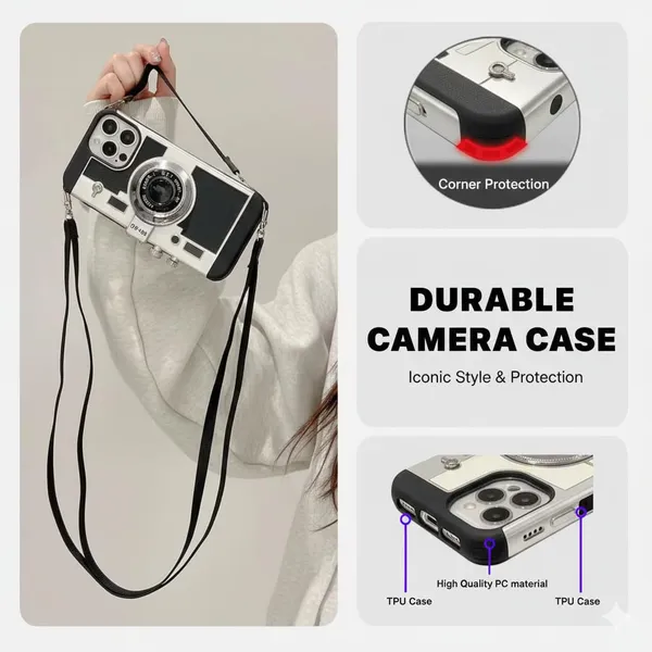 Clothemyphone_Retro_Camera_Phone_Case_Compatible_with_iPhone_-_Vintage_DS-100_Design_with_Integrated_Strap_Mount,_Corner_Protection,_Comfort_Carry_Strap_Black