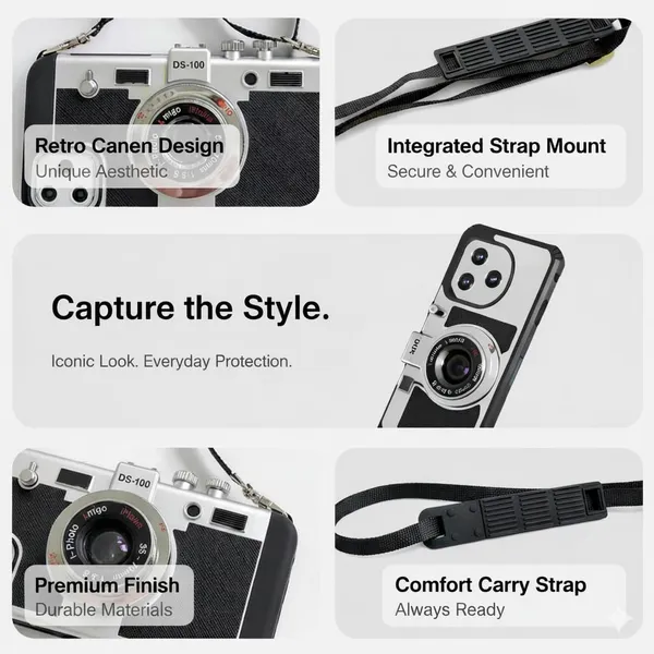 Clothemyphone_Retro_Camera_Phone_Case_Compatible_with_iPhone_-_Vintage_DS-100_Design_with_Integrated_Strap_Mount,_Corner_Protection,_Comfort_Carry_Strap_Black