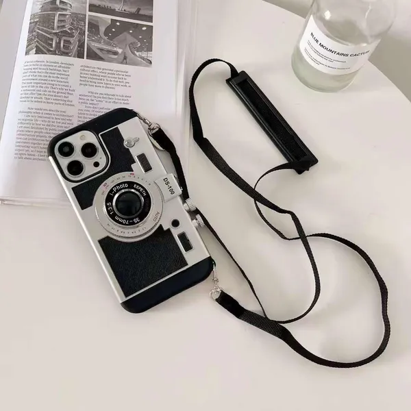 Clothemyphone_Retro_Camera_Phone_Case_Compatible_with_iPhone_-_Vintage_DS-100_Design_with_Integrated_Strap_Mount,_Corner_Protection,_Comfort_Carry_Strap_Black
